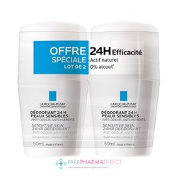 La Roche Posay Déodorant 24H - Peaux Sensibles - Roll-On 2x50mlLot  × 2