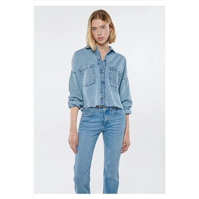 Mavi Rayna Açık Gölgeli Premium Blue Jean Gömlek Crop / Kısa Kesim 1210245-83842