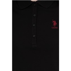 Kadın Siyah Basic Polo Yaka Tişört