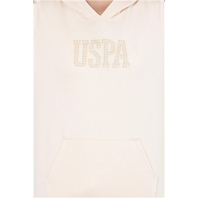 Kadın Ekru Kapüşonlu Basic Sweatshirt