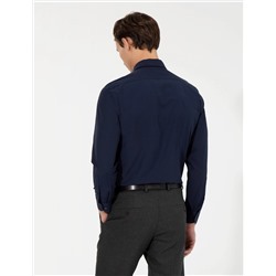 Lacivert Slim Fit Uzun Kollu Klasik Gömlek
