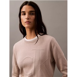 New Arrival Smooth Cotton Relaxed Monogram Logo Sweater