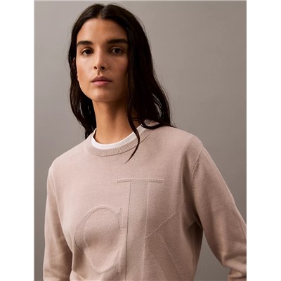 New Arrival Smooth Cotton Relaxed Monogram Logo Sweater
