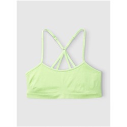 HAPPY NATION FOR TWEENS SEAMLESS SCOOP NECK RACERBACK SPORTS BRA