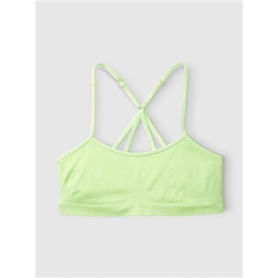 HAPPY NATION FOR TWEENS SEAMLESS SCOOP NECK RACERBACK SPORTS BRA