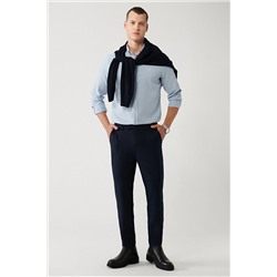 Avva Erkek Lacivert Yumuşak Tuşeli Slim Fit Chino Pantolon A32Y3070