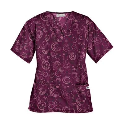 UA Total Eclipse Wine Print Scrub Top