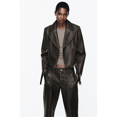 FAUX LEATHER BIKER JACKET