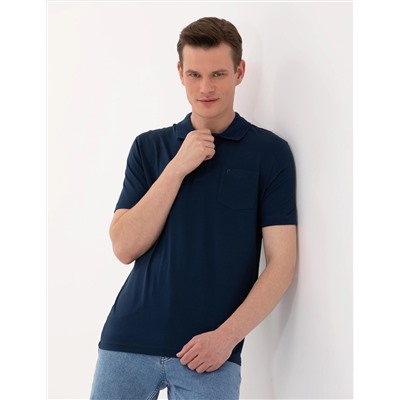 Lacivert Regular Fit Polo Yaka Merserize Tişört