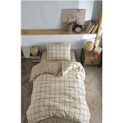 Cozy Home Tek Kişilik Lastikli Çarşaflı Nevresim Takımı Kare Krem CH1760p