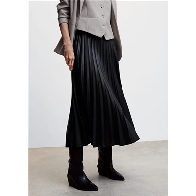 Falda plisada efecto piel -  Mujer | MANGO OUTLET Melilla