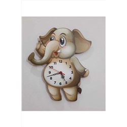TUĞBArt 40x40 cm Fil Model Çocuk Duvar Saati Renkli Eğlenceli Lazer Kesim Uv Baskılı 38001404