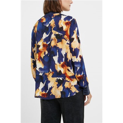Blusa manga larga cuello pico
