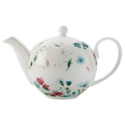Чайник заварочный, 1 л, фарфор P, белый, Акварельные цветы, Primavera, 56990