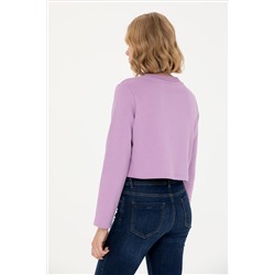 Kadın Lila Bisiklet Yaka Sweatshirt