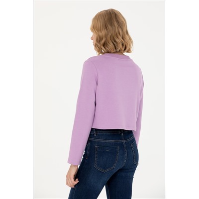 Kadın Lila Bisiklet Yaka Sweatshirt