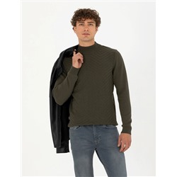 Koyu Haki Slim Fit Kazak