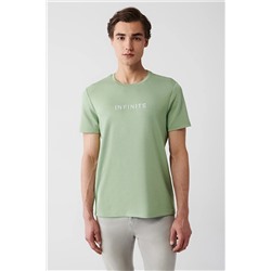 Avva Su Yeşili Bisiklet Yaka Baskılı Yumuşak Tuşeli Regular Fit T-shirt A31Y1008
