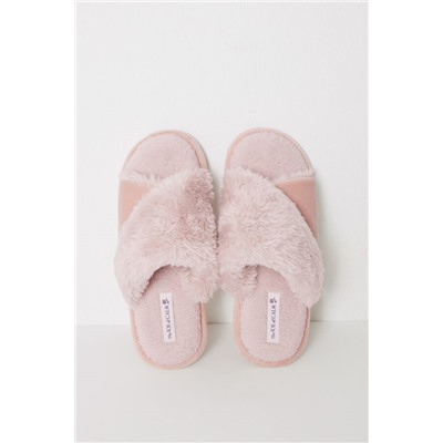 Zapatillas abiertas casa pelito rosa