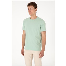 Erkek Regular Fit Bisiklet Yaka Su Yeşili Basic Tişört