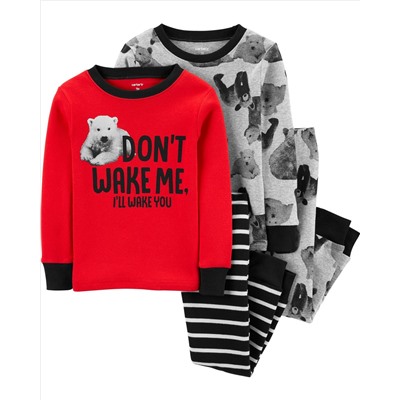 4-Piece Big Foot Snug Fit Cotton PJs