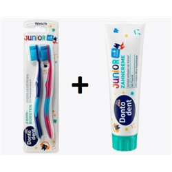 Zahnbürste Kinder Junior weich, ab 6 Jahre, 2 St,Zahnpasta Kinder Junior, ab 6 Jahre, 100 ml