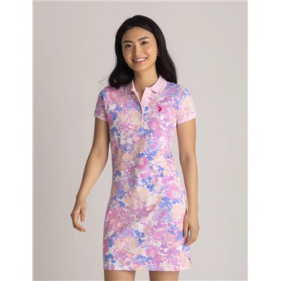 WATER FLORAL PRINTED POLO DRESS