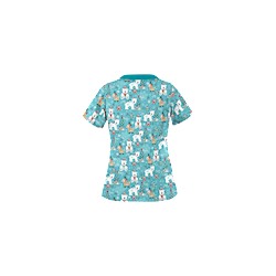 UA Antarctic Christmas Amazing Aqua Print Scrub Top