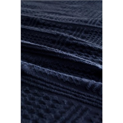 Triangle King Size %100 Pamuk Yatak Örtüsü - Lacivert - Lüks Koleksiyon