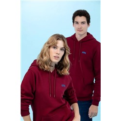 Bordo Kapüşonlu Basic Sweatshirt