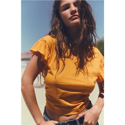 COTTON T-SHIRT WITH RUFFLES