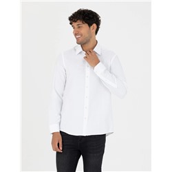 Beyaz Slim Fit Uzun Kollu Gömlek