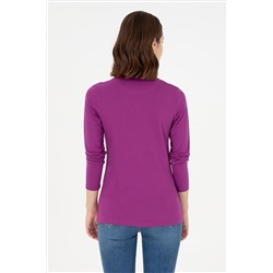 Kadın Menekşe Basic Polo Yaka Sweatshirt