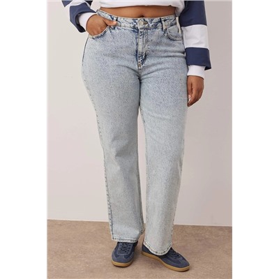 Açık Mavi Yüksek Bel Comfort Straight Fit Büyük Beden Jeans TBBAW24CJ00045