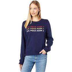 U.S. POLO ASSN. Long Sleeve Foil Logo Repeat Crew Neck