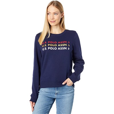 U.S. POLO ASSN. Long Sleeve Foil Logo Repeat Crew Neck