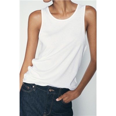 T-SHIRT WITH CONTRASTING RIBBED TRIMS