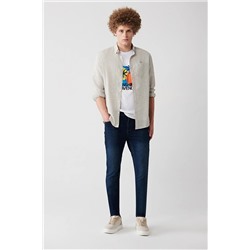 Avva Erkek Koyu Mavi Eskitme Yıkamalı Likralı Skinny Fit Jean Pantolon E003513