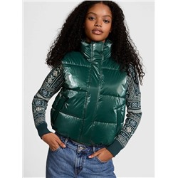 High Shine Marshmallow Puffer Vest by PINK