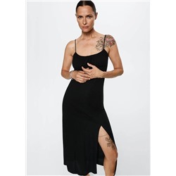 Vestido fruncido abertura -  Mujer | MANGO OUTLET España