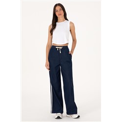 Kadın Eflatun Loose Relax Fit Jean Pantolon