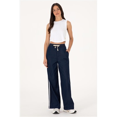 Kadın Eflatun Loose Relax Fit Jean Pantolon