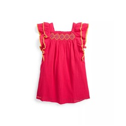 Toddler and Little Girls Ruffled Smocked Cotton Dress