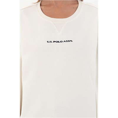 Kadın Krem Bisiklet Yaka Sweatshirt