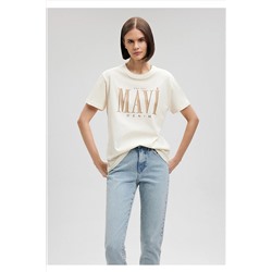 MaviLogo Baskılı Bej Tişört Regular Fit / Normal Kesim 1611990-70008