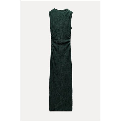 LONG TEXTURED DRESS WITH KNOT