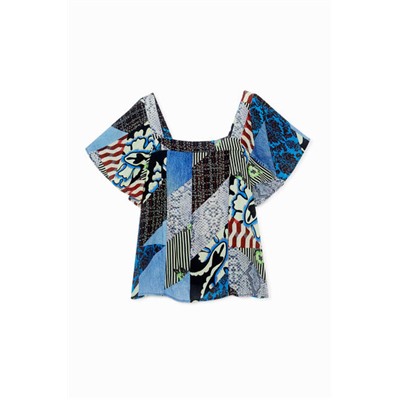 Blusa denim & patch digital