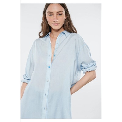Mavi Açık Indigo Gömlek Oversize / Geniş Kesim 1210472-82050
