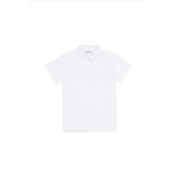Kız Çocuk Beyaz Basic Polo Yaka Tişört