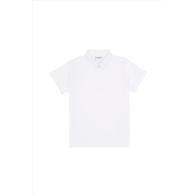 Kız Çocuk Beyaz Basic Polo Yaka Tişört